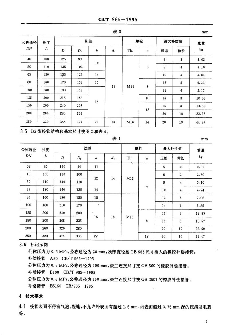 【行業(yè)標準】橡膠補償接管CB/T 965-1995船舶標準